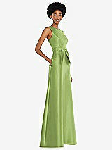 Side View Thumbnail - Mojito Jewel-Neck V-Back Maxi Dress with Mini Sash