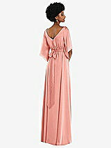 Rear View Thumbnail - Rose Asymmetric Bell Sleeve Wrap Maxi Dress with Front Slit