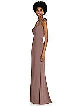 Side View Thumbnail - Sienna Tie Halter Open Back Trumpet Gown