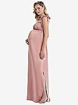 Side View Thumbnail - Black Flat Tie-Shoulder Empire Waist Maternity Dress