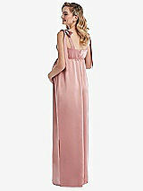 Rear View Thumbnail - Black Flat Tie-Shoulder Empire Waist Maternity Dress