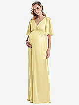 Front View Thumbnail - Pale Yellow Flutter Bell Sleeve Empire Maternity Dress