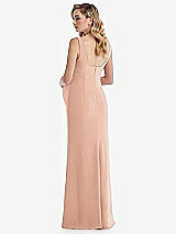 Rear View Thumbnail - Pale Peach Wide Strap Square Neck Maternity Trumpet Gown
