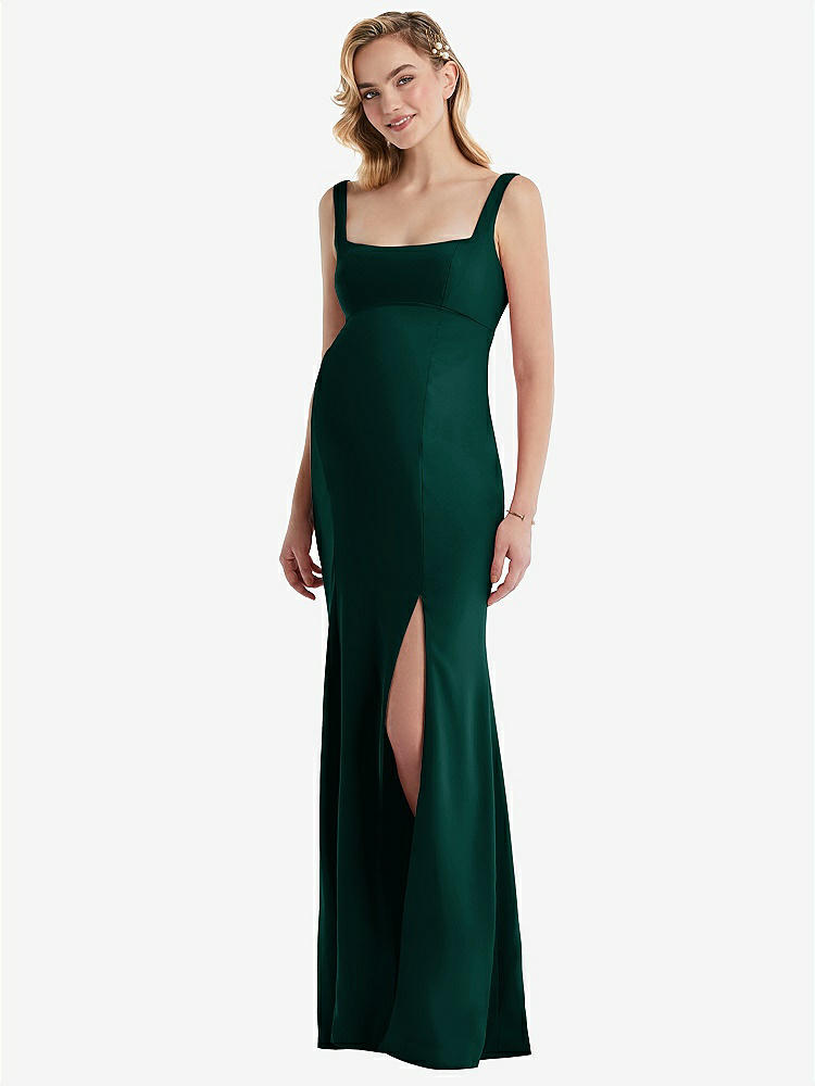 Flat Tie-shoulder Empire Waist Maxi Bridesmaid Dress With