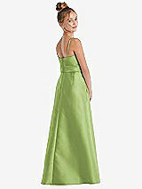Rear View Thumbnail - Mojito Spaghetti Strap Satin Junior Bridesmaid Dress with Mini Sash