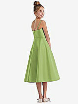 Rear View Thumbnail - Mojito Adjustable Spaghetti Strap Satin Midi Junior Bridesmaid Dress