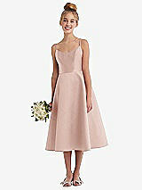 Alt View 1 Thumbnail - Toasted Sugar Adjustable Spaghetti Strap Satin Midi Junior Bridesmaid Dress