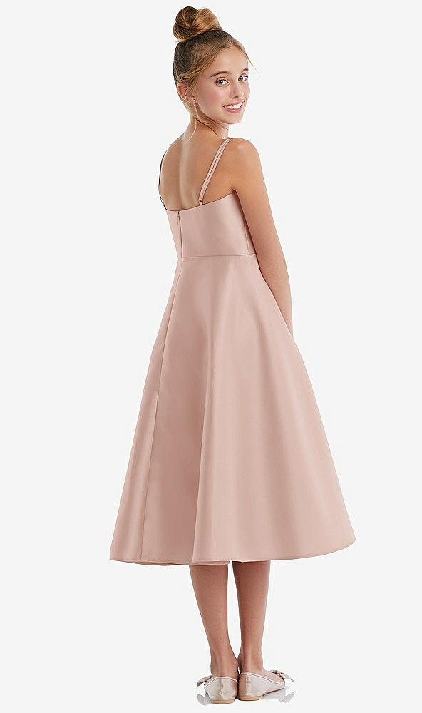 Back View - Toasted Sugar Adjustable Spaghetti Strap Satin Midi Junior Bridesmaid Dress