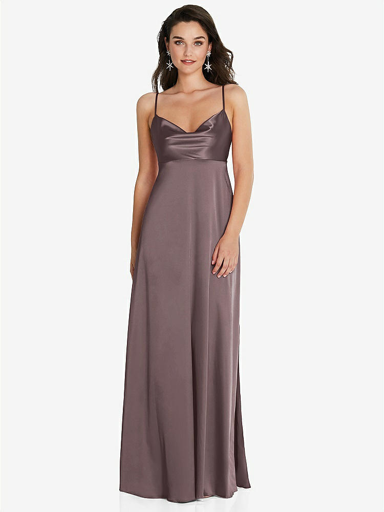Cowl-neck Empire Waist Maxi Bridesmaid Dress With Adjustable