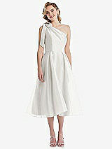 Front View Thumbnail - Starlight Scarf-Tie One-Shoulder Organdy Midi Dress