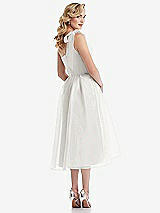 Rear View Thumbnail - Starlight Scarf-Tie One-Shoulder Organdy Midi Dress