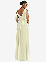 Rear View Thumbnail - Butter Yellow Plunge Neckline Bow Shoulder Empire Waist Chiffon Maxi Dress