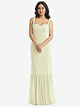 Alt View 1 Thumbnail - Butter Yellow Tie-Shoulder Bustier Bodice Ruffle-Hem Maxi Dress