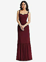 Alt View 1 Thumbnail - Cabernet Tie-Shoulder Bustier Bodice Ruffle-Hem Maxi Dress