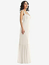 Side View Thumbnail - Ivory Tie-Shoulder Bustier Bodice Ruffle-Hem Maxi Dress