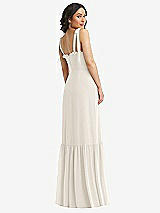 Rear View Thumbnail - Ivory Tie-Shoulder Bustier Bodice Ruffle-Hem Maxi Dress