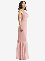 Side View Thumbnail - Rose Tie-Shoulder Bustier Bodice Ruffle-Hem Maxi Dress