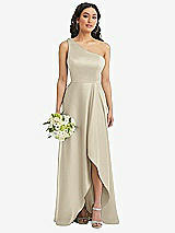 Alt View 1 Thumbnail - Champagne One-Shoulder High Low Maxi Dress with Pockets