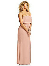 Alt View 4 Thumbnail - Pale Peach Strapless Overlay Bodice Crepe Maxi Dress with Front Slit