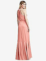 Alt View 3 Thumbnail - Rose Tie-Neck Halter Maxi Dress with Asymmetric Cascade Ruffle Skirt