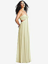 Alt View 4 Thumbnail - Butter Yellow Strapless Empire Waist Cutout Maxi Dress with Covered Button Detail