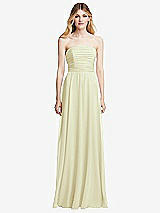 Front View Thumbnail - Butter Yellow Shirred Bodice Strapless Chiffon Maxi Dress with Optional Straps