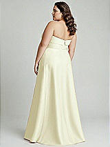 Alt View 2 Thumbnail - Butter Yellow Strapless Bias Cuff Bodice Satin Gown with Pockets