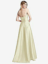 Alt View 4 Thumbnail - Butter Yellow Strapless Bias Cuff Bodice Satin Gown with Pockets