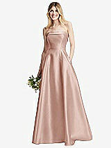Alt View 6 Thumbnail - Toasted Sugar Strapless Bias Cuff Bodice Satin Gown with Pockets