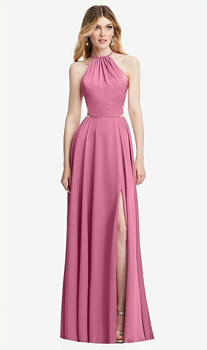 Pink Whispering High Slt Chiffon Party Dress