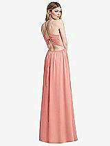 Rear View Thumbnail - Rose Halter Cross-Strap Gathered Tie-Back Cutout Maxi Dress
