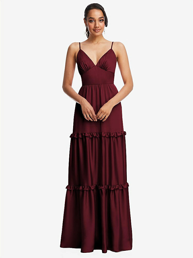 Plunge Neck Kimono Sleeve Satin Bias Maxi Bridesmaid Dress