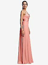 Side View Thumbnail - Rose Triangle Cutout Bodice Maxi Dress with Adjustable Straps