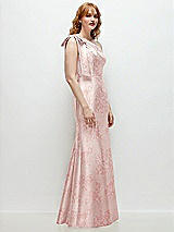 Alt View 5 Thumbnail - Bow And Blossom Print Bow One-Shoulder Floral Satin Trumpet Gown