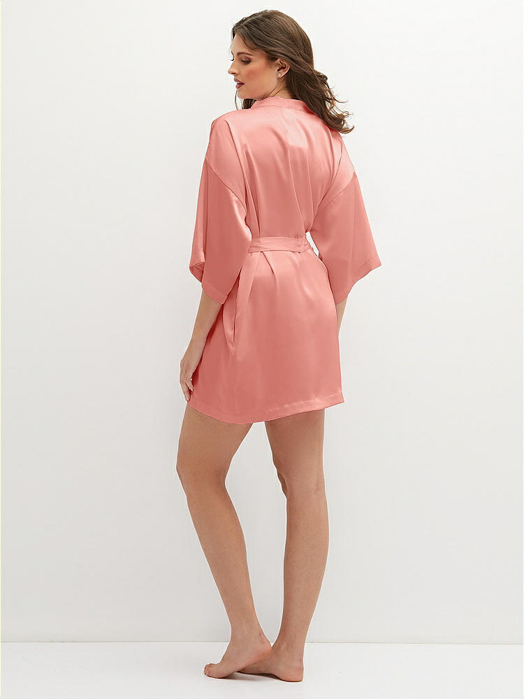 Back View - Rose Short Whisper Satin Robe