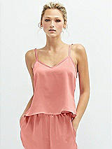 Front View Thumbnail - Rose Split Back Whisper Satin Cami Top