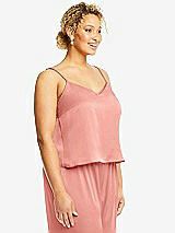 Side View Thumbnail - Rose Split Back Whisper Satin Cami Top