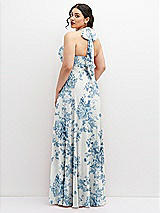 Rear View Thumbnail - Cottage Rose Dusk Blue Chiffon Convertible Maxi Dress with Multi-Way Tie Straps