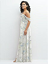 Side View Thumbnail - Bleu Garden Chiffon Corset Maxi Dress with Removable Off-the-Shoulder Swags