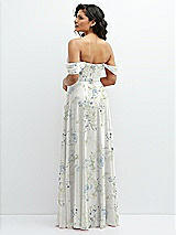 Rear View Thumbnail - Bleu Garden Chiffon Corset Maxi Dress with Removable Off-the-Shoulder Swags