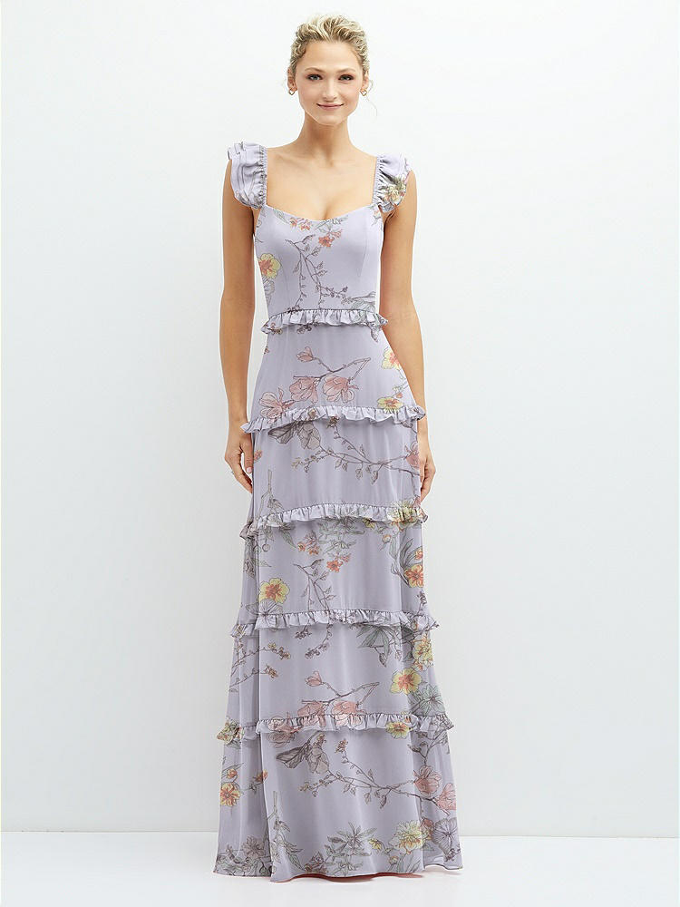 Straight-neck Ruffled Off-the-shoulder Satin Maxi Bridesmaid