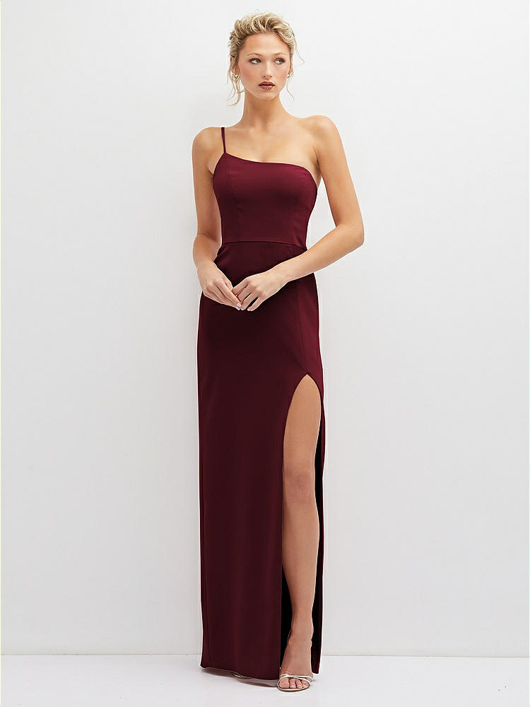 3/4 Puff Sleeve One-shoulder Maxi Bridesmaid Dress With