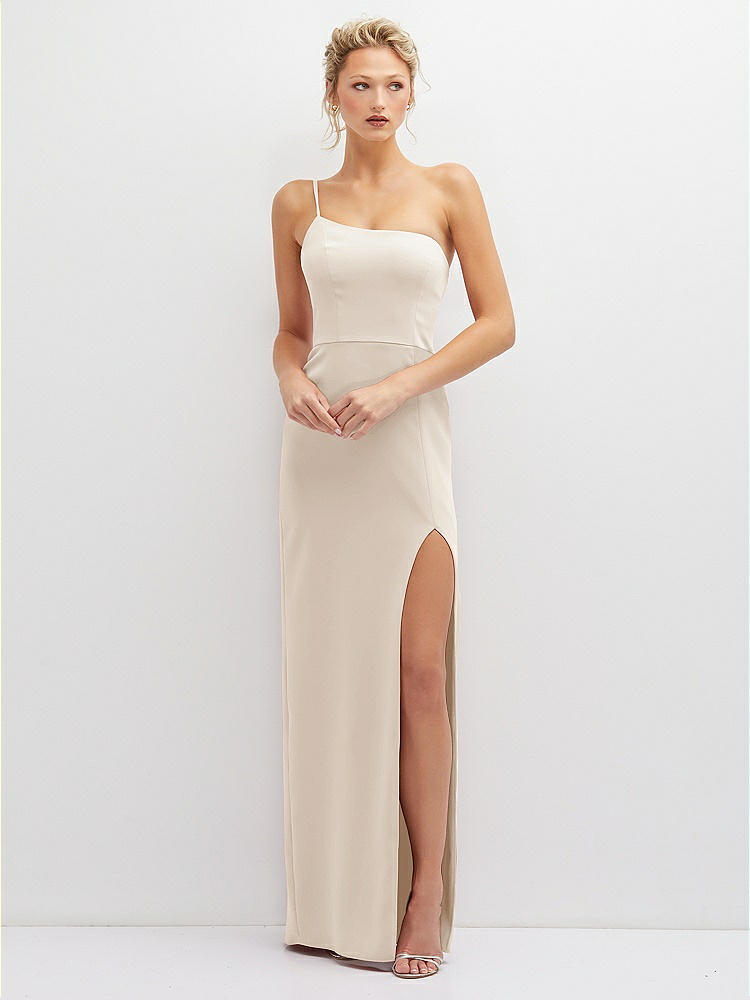 3/4 Puff Sleeve One-shoulder Maxi Bridesmaid Dress With