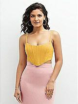 Front View Thumbnail - NYC Yellow Crepe Mix-and-Match Midriff Corset Top