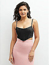 Front View Thumbnail - Black Crepe Mix-and-Match Midriff Corset Top