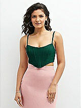 Front View Thumbnail - Hunter Green Crepe Mix-and-Match Midriff Corset Top