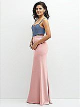 Side View Thumbnail - Larkspur Blue Crepe Mix-and-Match Midriff Corset Top