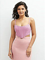 Front View Thumbnail - Powder Pink Crepe Mix-and-Match Midriff Corset Top