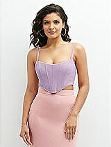 Front View Thumbnail - Pale Purple Crepe Mix-and-Match Midriff Corset Top