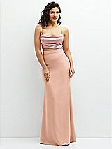Front View Thumbnail - Pale Peach Crepe Mix-and-Match High Waist Fit and Flare Skirt